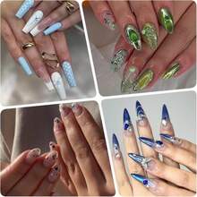 OPMADM 9000 Pcs 3D Nail Charms And Gems Bulk Y2k Cute Charms For Nails Design Kit 110 Styles Colorful Rhinestones Bows Butterfly Flower Star Beads Pearls Bubble - ColorA - 查看 6