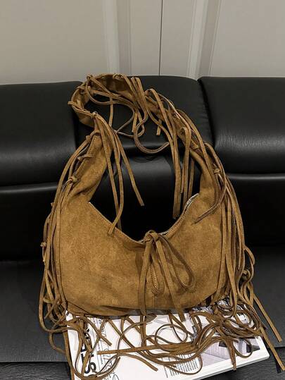 2026新款超大流苏腋下包，韩版简约休闲单肩手提包（女士款）