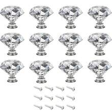 12pcs Crystal Glass Cabinet/Drawer/Wardrobe 1.18" Small Zinc Alloy Knob Handles, Furniture Hardware Accessories - Multicolor - View 14