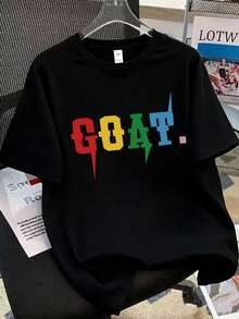 Ensemble short et t-shirt manches courtes pour garçons, couleur noire résistante, t-shirt imprimé de lettres colorées et cool, tissu doux et confortable, pour l'été - Noir - Voir 3