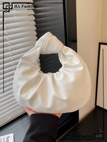 2026 Fashionable And Simple Cloud-Shaped Pleated Handbag, Shoulder Bag, Or Crossbody Bag For Daily Use - White - View 6