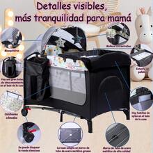 Cuna Corral Plegable Bebé Con Y Mosquitero Y Cambiador, Corral para Bebe Baratos, Corralitos Multifunción,Corral de juegos, Plegable Y Portátil,Cama De Viaje Y Corral De Juegos Exterior,Color Negro - negro - Ver 3