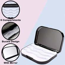 Dust-Proof False Eyelash Case With Mirror - Compact Black Lash Organizer, Portable Design For Purse & Travel, Protects Lashes & Makeup Tools, Perfect Gift For Teen Girls, Beauty Bloggers On Sweetest Day, Christmas - Black - View 3