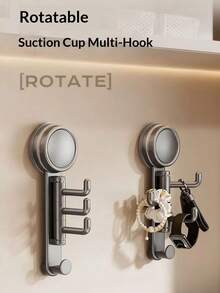 1pc Rotating Hook, Vacuum Suction Cup Hanger, For Dorm, Bedroom, Behind Door, Kitchen, Bathroom, Towel, Umbrella, Key Hook - Multicolor - View 8