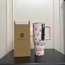 Limited Edition NEW HydroJug Traveler - 32 Oz 40 Oz Water Bottle With Handle & Flip Straw - Fits In Cup Holder, Leak Resistant Tumbler-Reusable Insulated Stainless Steel & Rubber Base - Gifts For Women & Men, - Pink Sweet Cherry - 查看 3