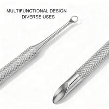 Stainless Steel Cuticle Pusher Nail Care Tool, Multi-Function Dead Skin Remover, Portable & Durable, Foot Care & Manicure File - Apricot - View 6