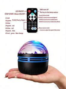 1pc Northern Lights Projector, Type-C Powered With Remote Control, ABS Material, Black, Suitable For Bedroom, Game Room, Party, Holiday Decoration - Multi-color light - View 12