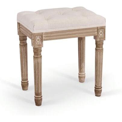 Ottoman, 112 French Vintage Benches With Padded Wood Frame Entryway Living Room Bedroom Decor, Vanity & Piano Benches End Of Bed & Foot Stool, Beige