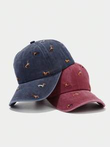 1 chiếc mũ lưỡi trai thêu hình cún con ngộ nghĩnh, kiểu dáng bạc màu, phù hợp cho cả nam và nữ, mũ chống nắng phong cách retro thời trang, mũ điều chỉnh được, mũ vành cong mềm mại kiểu Y2K. - Nhiều màu - Xem 8