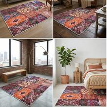 Modern Boho Ethno Print Non-Slip Carpet for Living Room, Bedroom & Minimalist Home Decor ,Vintage Ethno SRug 80x200 cm, 80x300 cm,100x200 cm, 120x180 cm - 紅色 - 查看 2