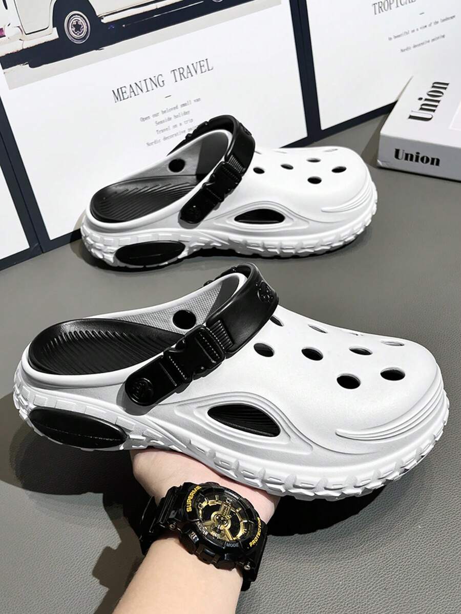 Outdoor Sports Anti-Slip Quick-Drying Fashionable Breathable Sandals, Teenagers & Young Men Summer Water Shoes - black and white - View 1