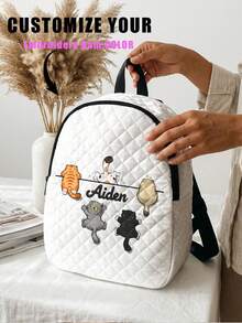 Customized Embroidered Rhombus Backpack, Personalized College Backpack, Travel Backpack, School Backpack, Laptop Bag, Customized Backpack, Casual & Fashionable - Multicolor - View 8