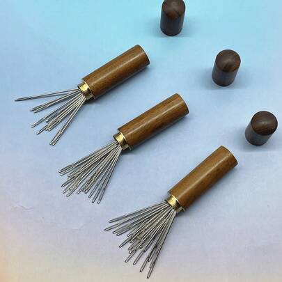 Bộ 10/15/25 kim may bằng thép không gỉ, lỗ kim lớn, thích hợp để dệt ruy băng rộng, đan len thủ công, kèm kim có lỗ kim lớn và ống đựng kim.