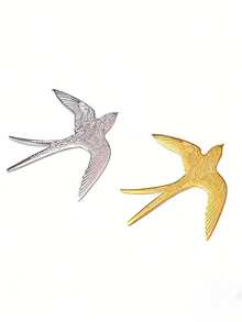 1pc Swallow Brooch, Fashionable Minimalist Cute Versatile Lapel Pin, Unisex Clothing Accessory - Gold - View 3