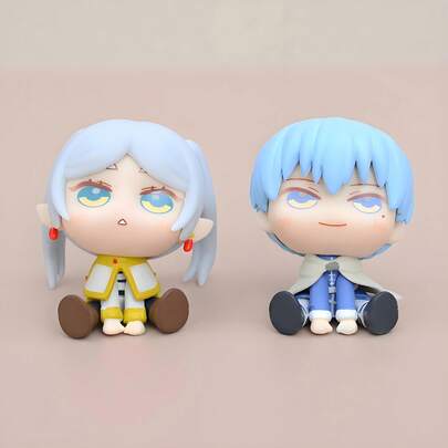 Frieren: Beyond Journey's End - Chibi Frieren & Himmel Prize Anime PVC Figurine Collectible Mo-Del Toy, Desktop & Car Interior Decoration Ornament For Fans