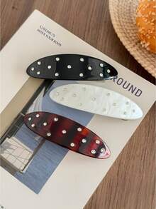 Elegant Crystal Semicircle Acetate Hair Clip, Women's Half-Up Hairstyle Hair Accessory, Spring Clamp Hair Pin,Summer,Holiday,Travel - Multicolor - View 12