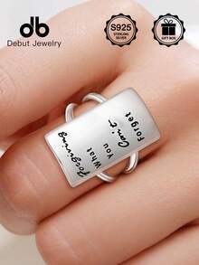 6g S925 Sterling Silver Inspirational Protective Signet Ring For Women, Minimalist Design, Suitable As Gift For Friends, Family, Easter, Halloween, Birthday, Comes With Gift Box, Unisex - Shield - View 6