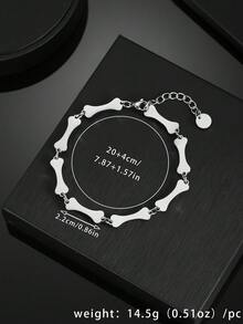 1条不锈钢狗骨造型时尚个性化男士金属手链 - 銀色 - 查看 4