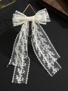 1个超可爱森林蕾丝双蝴蝶结发夹 - 米色 - 查看 4