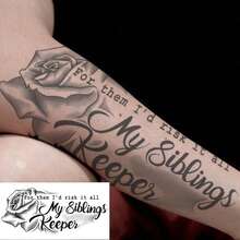 Herbal Juice Semi-Permanent Magic Tattoo Sticker, Rose Flower In English "For Them, I Am Willing To Give Everything" Pattern, 7-14 Days Non-Fading, Non-Reflective Hand Arm Body Semi-Permanent Tattoo Waterproof Non-Reflective Tattoo - Halloween - View 3