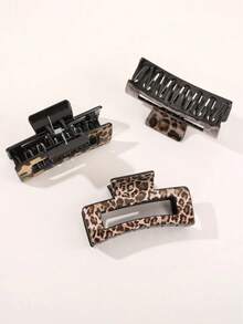 3pcs Leopard Print Hair Claw For Daily Casual Outing Wear Boho Summer - Multicolor - View 2