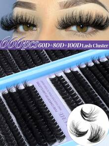 720/666 片 D 卷合成睫毛嫁接套装，包含 30D + 40D + 50D / 60D + 80D + 100D，可打造不同浓密度的纤长柔软睫毛簇。 - 彩色 - 查看 7