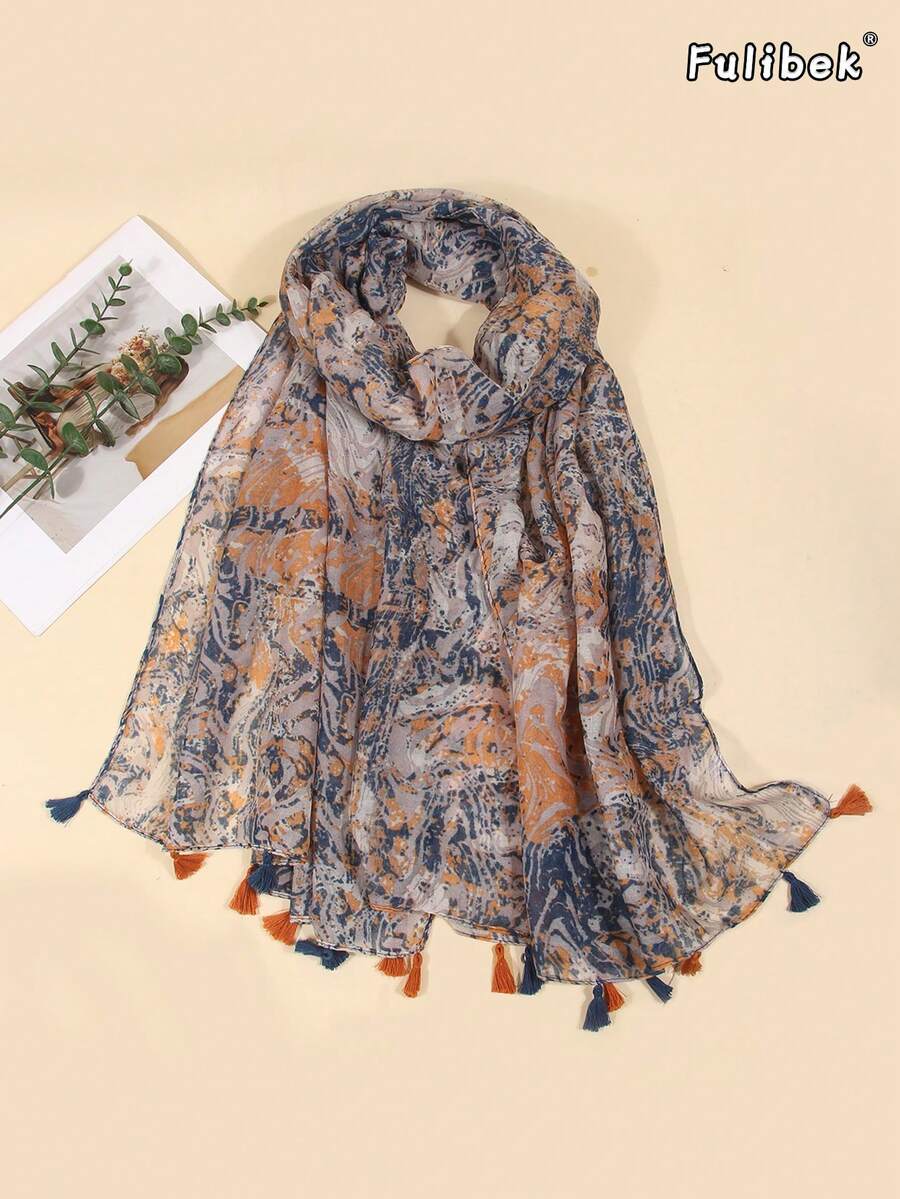 1 chiếc khăn choàng nữ bằng vải lanh có tua rua, thích hợp cho bãi biển, kỳ nghỉ và sinh hoạt hàng ngày, giúp tôn lên phong cách của bạn, phù hợp cho mọi mùa. - Nhiều màu - Xem 1