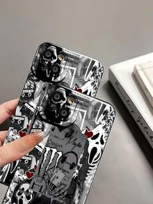 Collage estético en blanco y negro de Ghostface Monsterfunda de teléfono Fundas compatibles con ,Apple,VIVO,OPPO,,, y Honor.Fabricadas en silicona TPU,ofrecen protección contra golpes y caídas. - Negro - Ver 8
