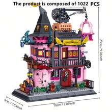 Building Blocks Set Magic Toy Store, Halloween Witch House Construction Blocks Set (With Crane And Spider Details), Collector's Model Building Set 1022PCS - 1 Item - View 4
