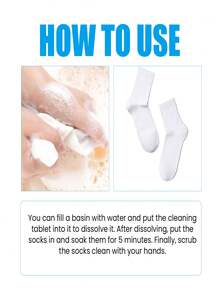 5g/Pc Powerful Sock Cleaning Effervescent Tablets, No Hand Washing Needed, Color-Preserving Care, Suitable For Sports/Cotton Socks, Mild Fresh Scent, Portable - Solid State - View 4
