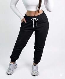 Women's Sweatpants, Fashionable Pants For Cold Weather, Winter, And - CELANA OLAHRAGA HITAM - View 1