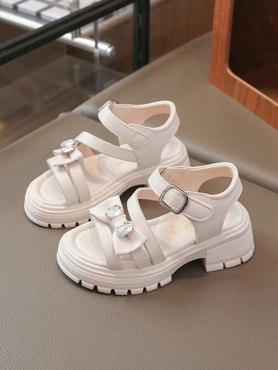 2026春夏新款女童凉鞋，公主风，时尚中国风，超轻小跟，幼儿园风格 - 米色 - 查看 1