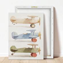 1 pieza Lienzo de arte de pared para habitación de bebé, diseño de avión vintage, decoración de habitación infantil, arte de pared para sala de juegos de niños, ilustración de aviación para niños pequeños, avión de juguete retro, regalo para baby shower, decoración de guardería, regalo de cumpleaños perfecto o decoración de pared, decoración de habitación infantil, decoración de sala de juegos, póster de guardería, decoración de habitación de bebé, decoración preescolar, póster de sala de juegos, regalo para bebé - Multicolor - Ver 4