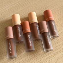 Lápiz labial líquido que cambia de color HERORANGE, 3 piezas/1 pieza, acabado mate de larga duración resistente al agua y a las manchas, tonos marrones, alta pigmentación, maquillaje multifuncional para labios y ojos - Multicolor - Ver 6