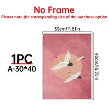 1 Piece Pink Crane Art Poster (Framed/Unframed), Boho Style Birds And Flowers, Abstract Canvas Painting, Wall Art Decor, Ideal Gift For Dorm, Apartment, Living Room, Office, Bedroom And Home Decoration - Multicolor - View 14
