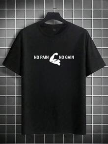 Áo thun nam cổ tròn in chữ tạo động lực và cơ bắp, phong cách đường phố Mỹ. - màu đen - Xem 3