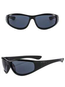 Women's Acrylic Rimmed Y2K Outdoor Cycling Fashion Glasses, Suitable For Daily Outdoor Activities, Halloween, Summer Beach Vacation, Outdoor Travel, And Street Y2K Style With Extra Large Rimmed Frames, Suitable For Music Festivals, College Style, Back To School Season - Black - View 4