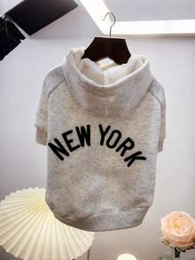 印花狗狗连帽卫衣，保暖衣物，适合小型和中型犬，吉娃娃外套，幼犬服装，猫咪服装 - 淺灰色 - 查看 3