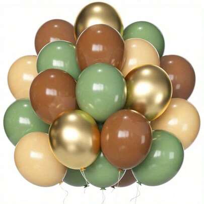 Green Brown Balloons Kit, 38pcs Balloons Green And Brown Golden Jungle Safari Balloons For Wedding Birthday Shower Party Wild Forest Animals Party Decoration