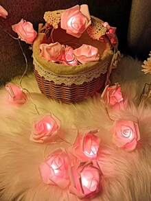 1/2 Set LED Romantic Rose Flower String Lights, Battery Powered - Wedding Decor Mood Lighting, Birthday Party Scene Decoration, Mother's Day & Valentine's Day Indoor Rose Decor Lights, Ideal For Creating Romantic Ambiance For Proposal, Confession, And Dates - Multicolor - View 5