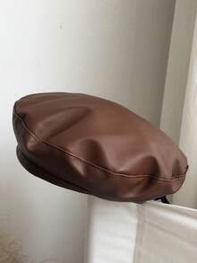 1pc Unisex Beret Hat, Flat Top Beret, Versatile PU Painter Cap, Pumpkin Hat, Suitable For Spring And Summer - Multicolor - View 11