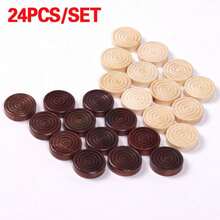 24Pcs Chess Game Accessories Backgammon  Wooden Draughts Checkers Pieces - A - 查看 7