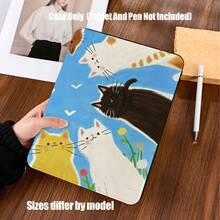 Book-Style Slim Tablet Protective Case With Pencil Slot, Built-In Pencil Holder, Lightweight And Snug Fit, With Viewing Stand. Suitable For IPad Mini 4/5/6, 9.7/10.2/10.5/10.9/11/12.9/13 Inch, Pro/Air 4/5/6/7, 10th/11th Gen, And Galaxy Tab A7Lite/A8/A9/A9Plus/S6Lite/S7/S8/S9/S10/S11/FE/Plus Series. - Multicolor - View 3