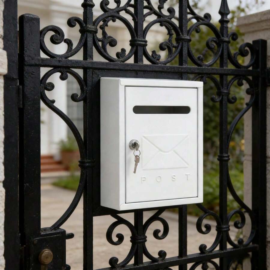 1pcWall-Mounted Mailbox With Lockable Key, Waterproof Galvanized Steel Mailbox Suitable For Outdoor, Garden, Gate, Fence, Household And Office Use, Which Can Safely Store Letters, Parcels And Newspapers - Multicolor - View 1