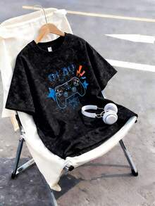 1 Set Kaos dan Celana Pendek Bergambar Pengontrol Game, Hadiah Musim Panas Sempurna untuk Remaja Laki-laki, Cocok untuk Dipakai di Sekolah dan di Luar Ruangan (Musim Semi/Panas) - MultiWarna - View 4
