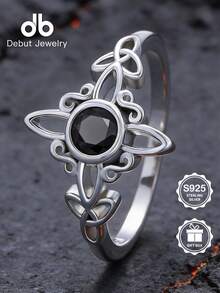 1 chiếc nhẫn phù thủy Celtic Gothic bằng bạc Sterling S925 | Khảm họa tiết phù thủy mã não đen | Nhẫn bảo vệ phù thủy dành cho cả nam và nữ, Nhẫn đôi, Thích hợp cho Halloween, Lễ Phục sinh, Đeo hàng ngày, Quà tặng cho Ngày lễ tình nhân, Ngày của mẹ, Lễ hội âm nhạc, Sinh nhật, Có hộp quà tặng - Chiếc nhẫn phù thủy Gothic - Xem 2