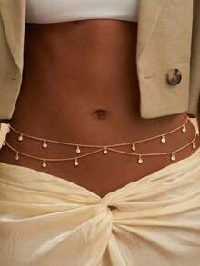 HOTNICE Bohemian Multi-Layered Sexy Bikini With Tassel, Water Droplet Waist Chain, Abdominal Jewelry, Summer Beach Vacation Party Accessories Suitable For Women - Dây đeo eo 3 - Xem 2