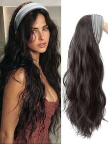 Synthetic Long Straight Hair With Headband Half Head Wig, Fluffy Natural Blonde Wig With Headband - Multicolor - View 10