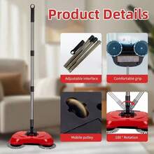Barredora manual multifuncional 3 en 1, aspiradora inalámbrica, escoba y trapeador para persona encorvada, adecuada para limpiar escombros, pelo de mascotas y polvo en pisos de madera y baldosas, herramienta de limpieza en seco y húmedo - Multicolor - Ver 9