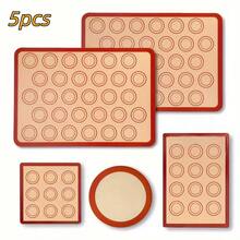 5 tấm lót nướng bằng silicon, tấm lót lò nướng bằng silicon sợi thủy tinh chống dính, chịu nhiệt, dùng làm bánh macaron. - Xem 12